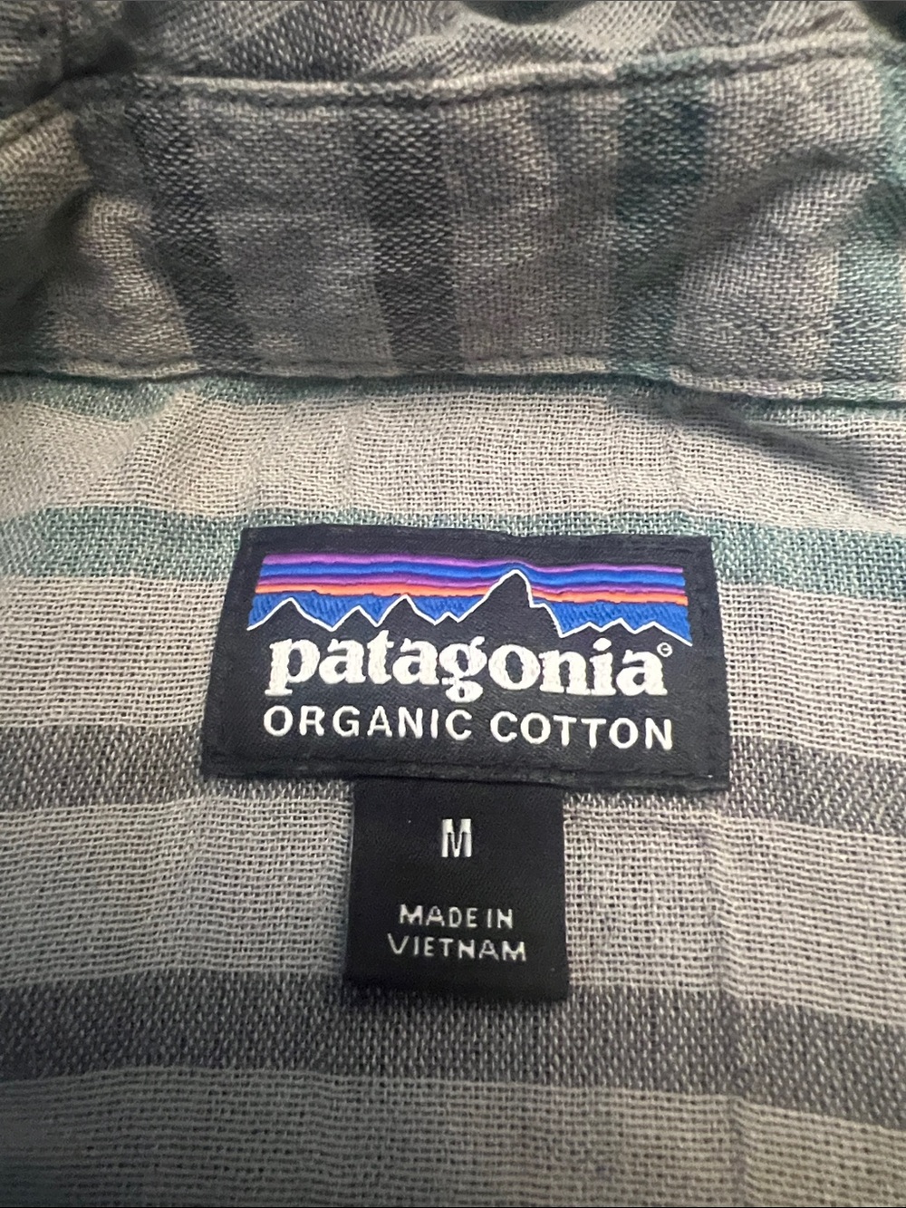 Patagonia organic cotton long sleeve Striped Hooded Pullover - Gray & Mint - Picture 9 of 12